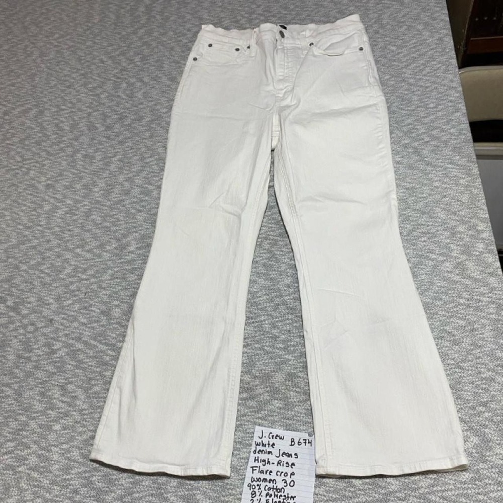 J.Crew white high-rise flare crop jeans women 30. SKU-B674